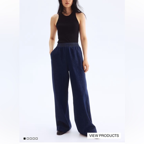 H&M Pants - H&M Women's Navy Blue jeans Wide-Leg Pants size large